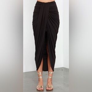 Bebe Draped Black Maxi Skirt